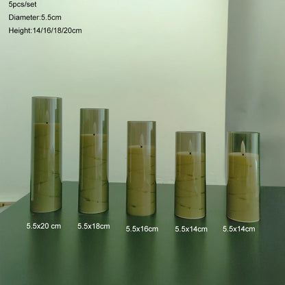 5 Flameless LED Pillar Candles with Remote