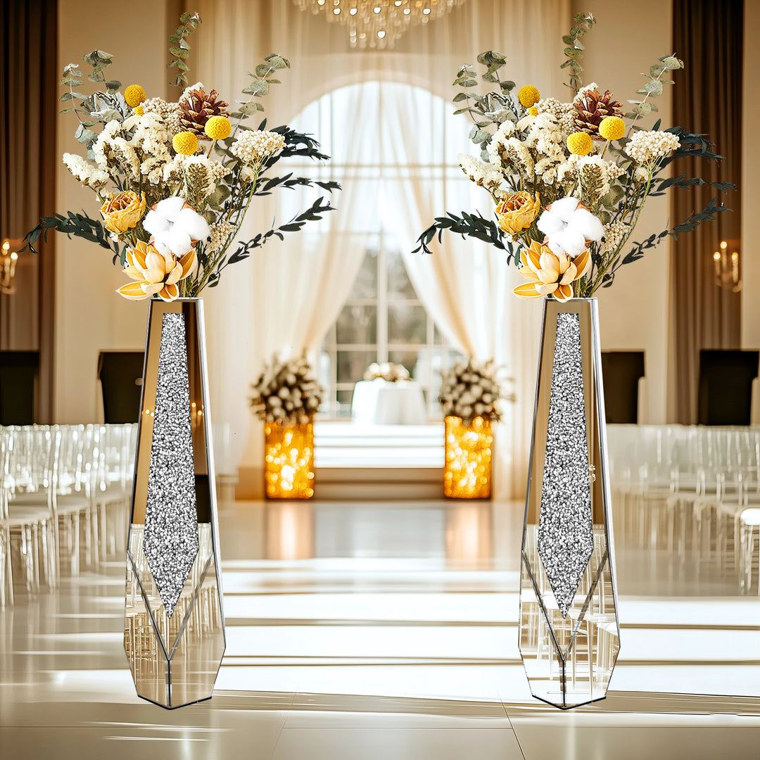 Crushed Diamond Mirror Floor Vase