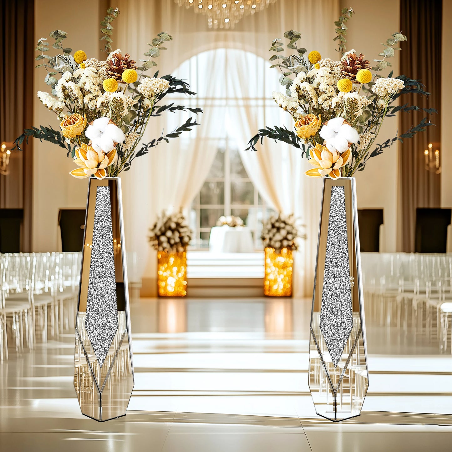 Crushed Diamond Mirror Floor Vase
