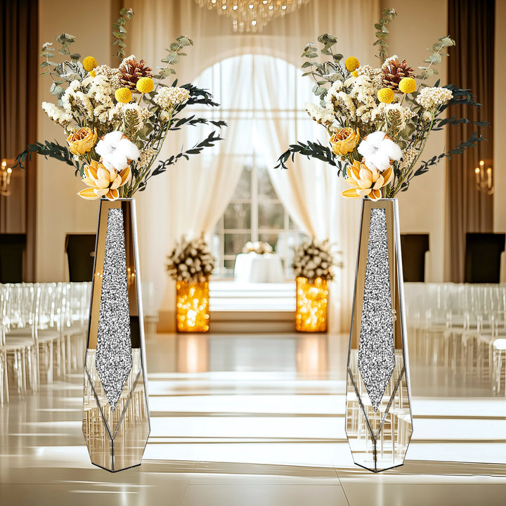 Crushed Diamond Mirror Floor Vase