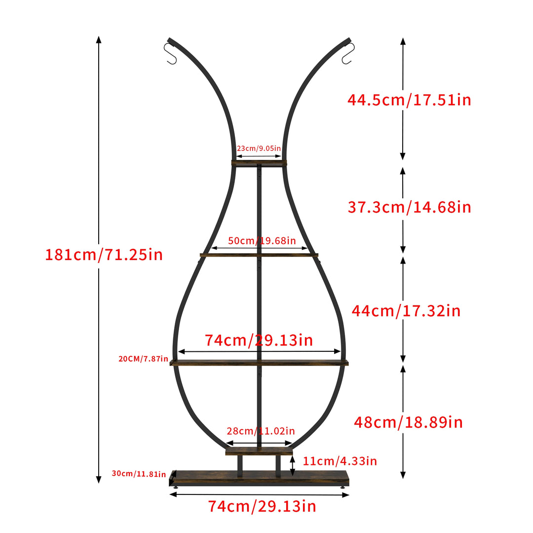 Vase-Shaped 5-Tier Metal Plant Stand