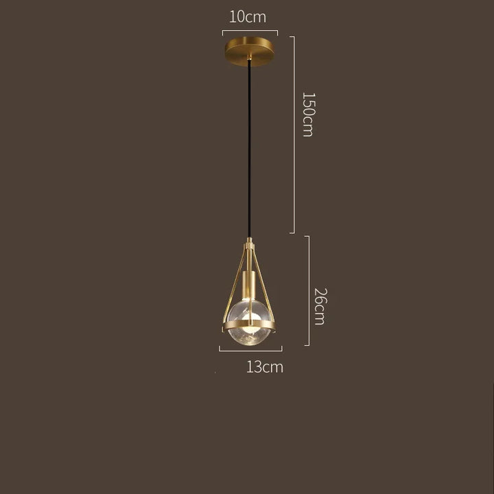 Nordic Copper Crystal Ball Pendant Light