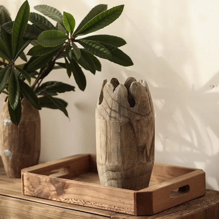 Wooden Retro Decorative Vase