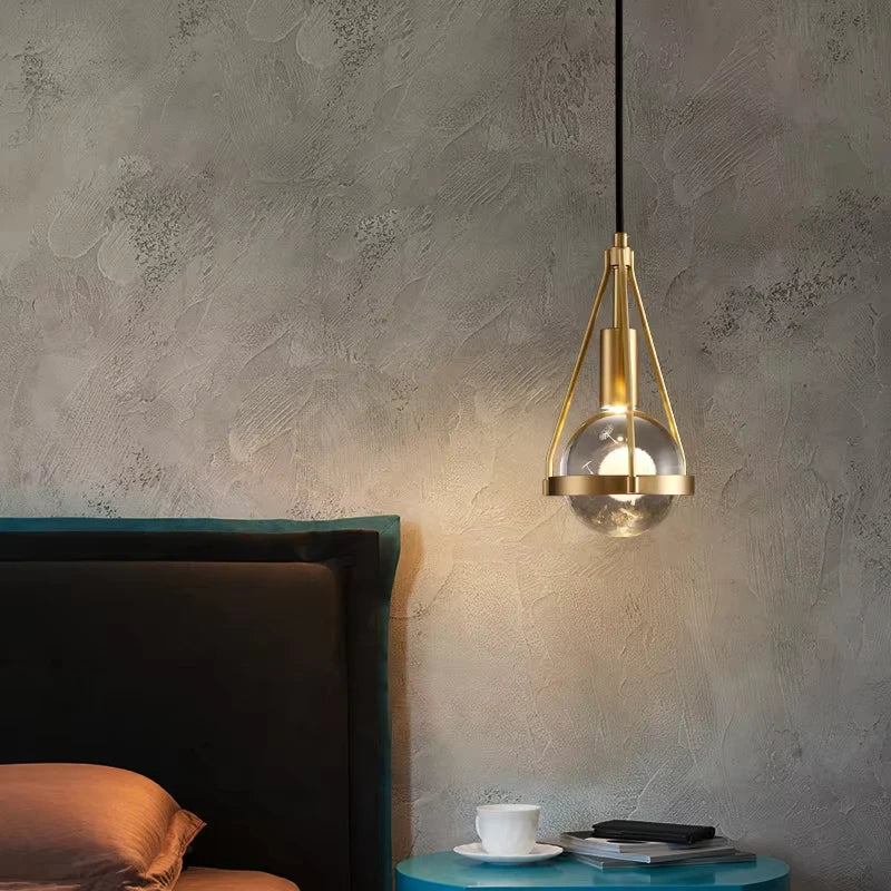 Nordic Copper Crystal Ball Pendant Light