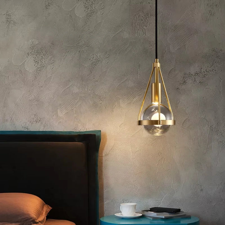 Nordic Copper Crystal Ball Pendant Light