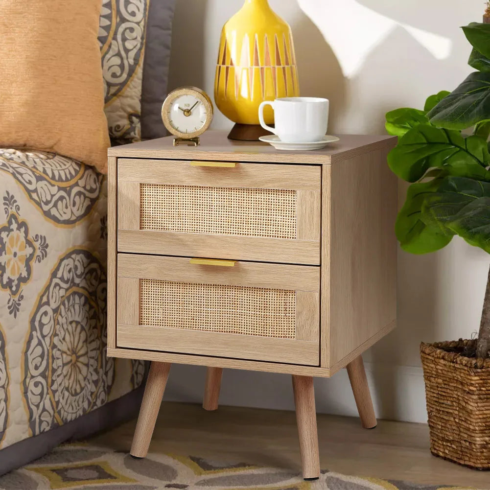 Wood & Rattan Side Cabinets