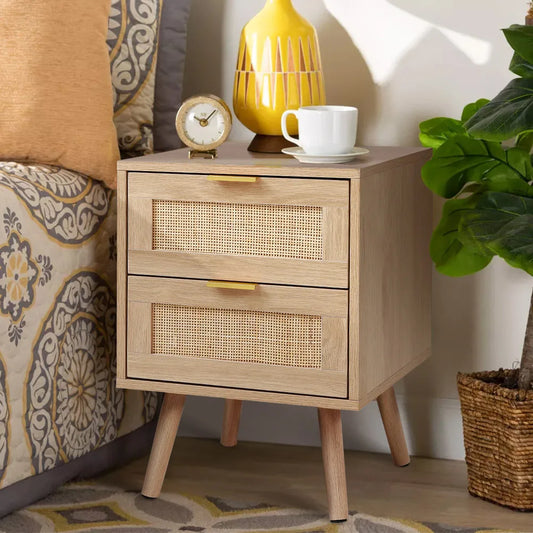 Wood & Rattan Side Cabinets