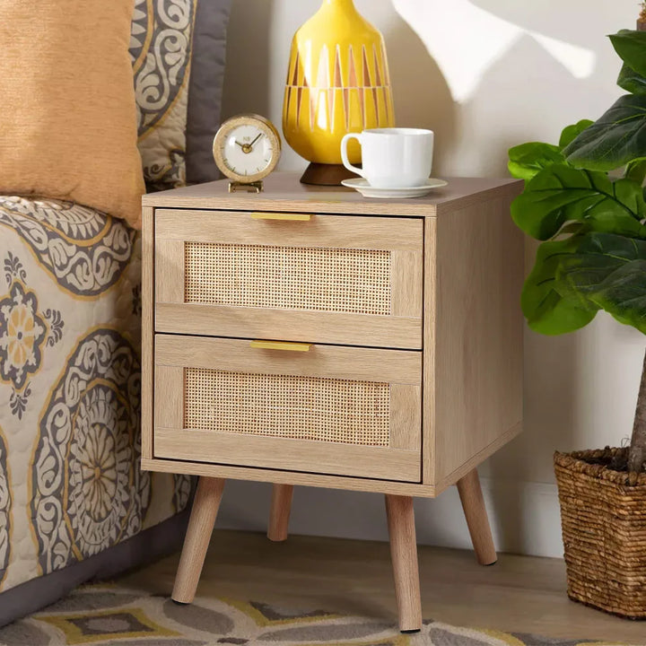 Wood & Rattan Side Cabinets