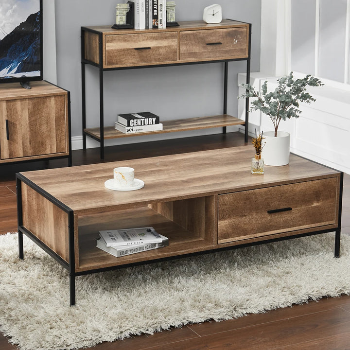 Wood Grain Storage Coffee Table