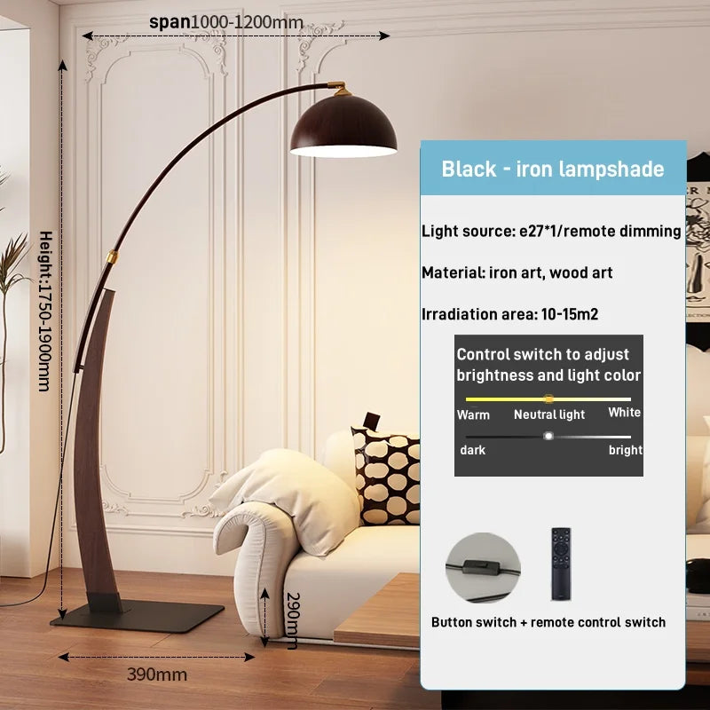 Vintage Wood & Metal Floor Lamp