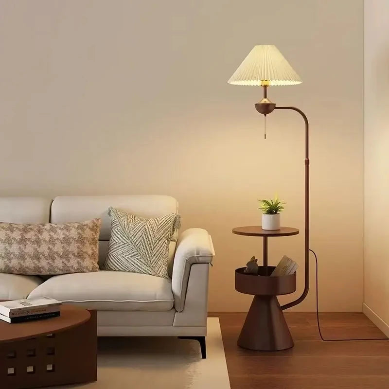 Vintage Pleated Storage Floor Lamp