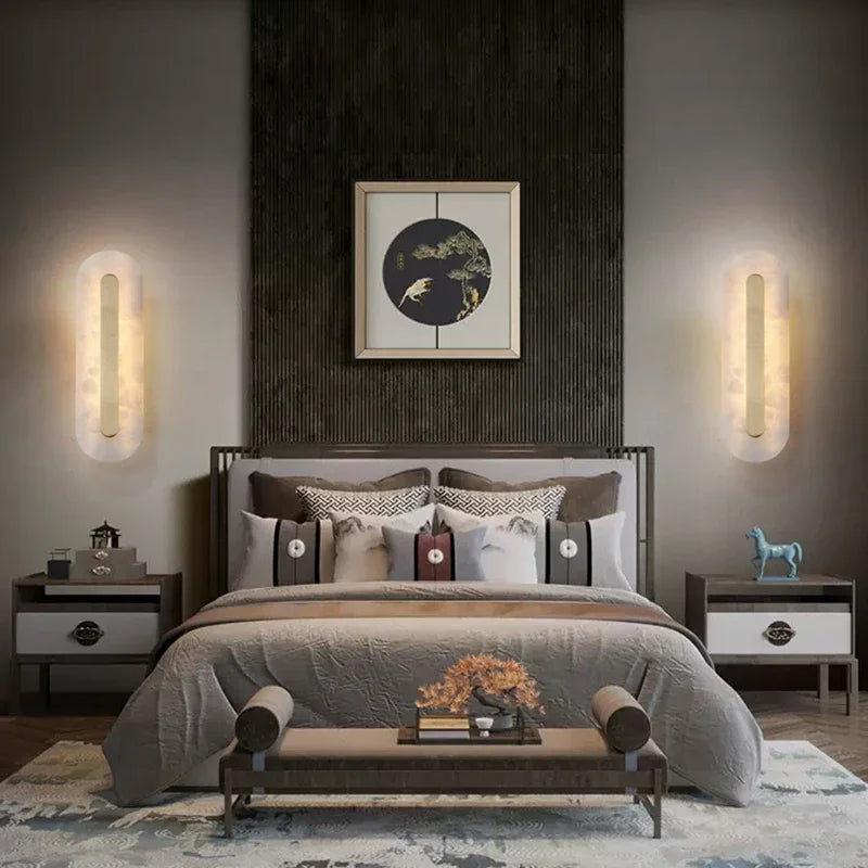 Copper and Marble Wall Lamp