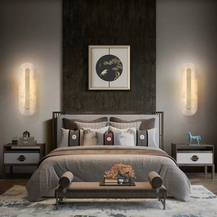 Copper and Marble Wall Lamp