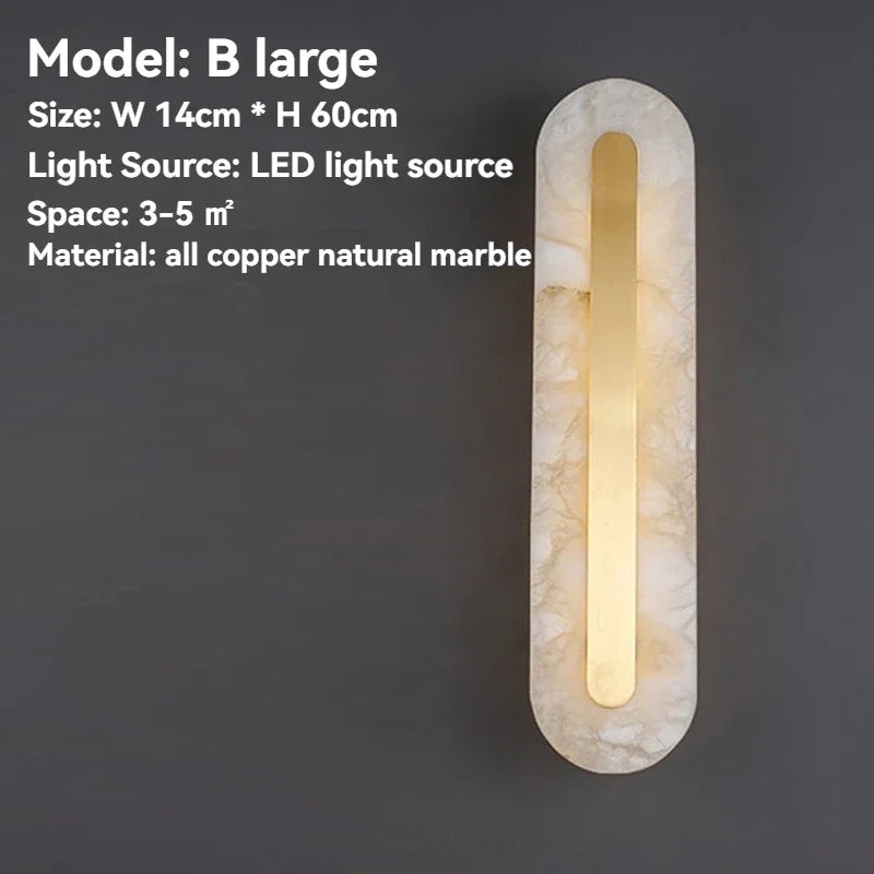 Copper and Marble Wall Lamp