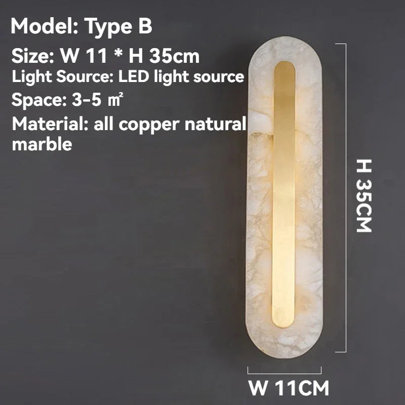 Copper and Marble Wall Lamp
