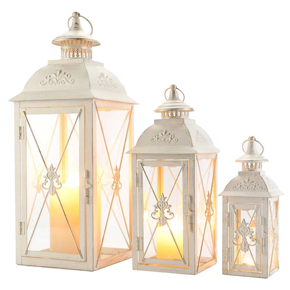 White Stainless Steel Candle Lanterns