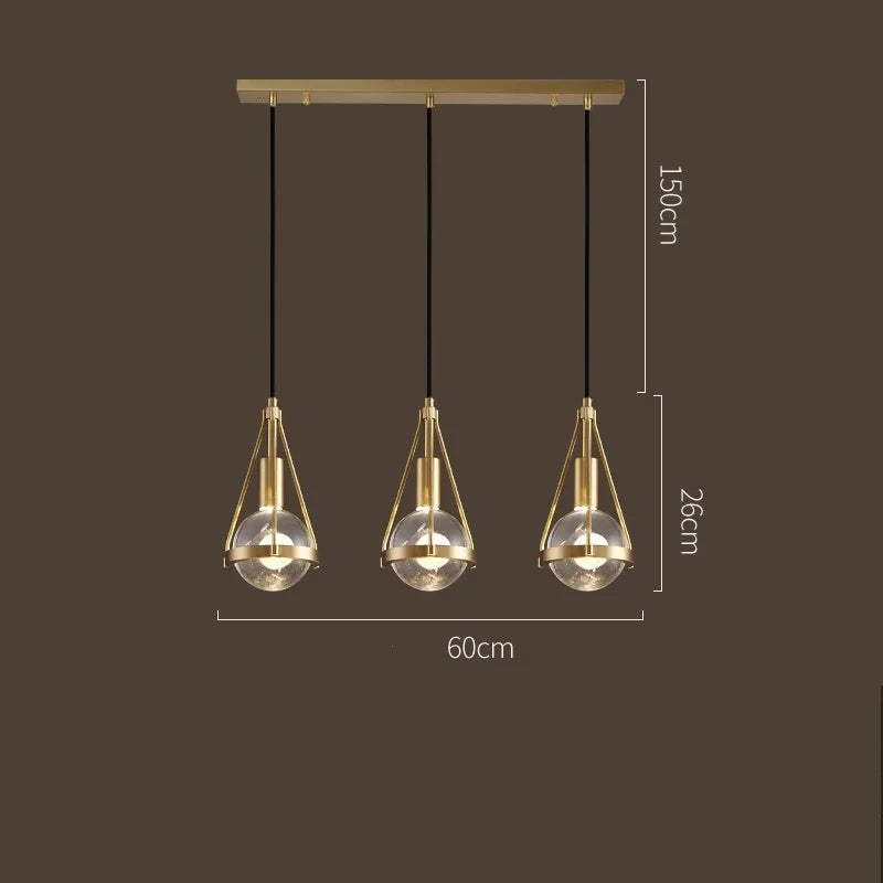 Nordic Copper Crystal Ball Pendant Light