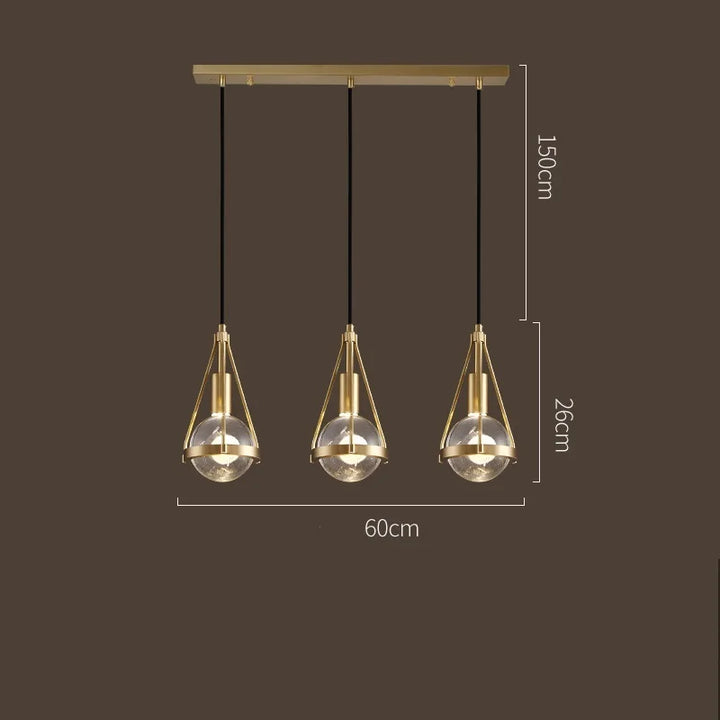 Nordic Copper Crystal Ball Pendant Light