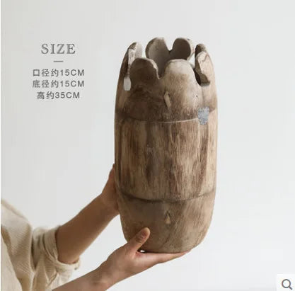 Wooden Retro Decorative Vase