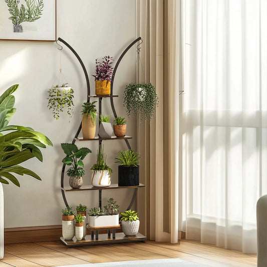 Vase-Shaped 5-Tier Metal Plant Stand