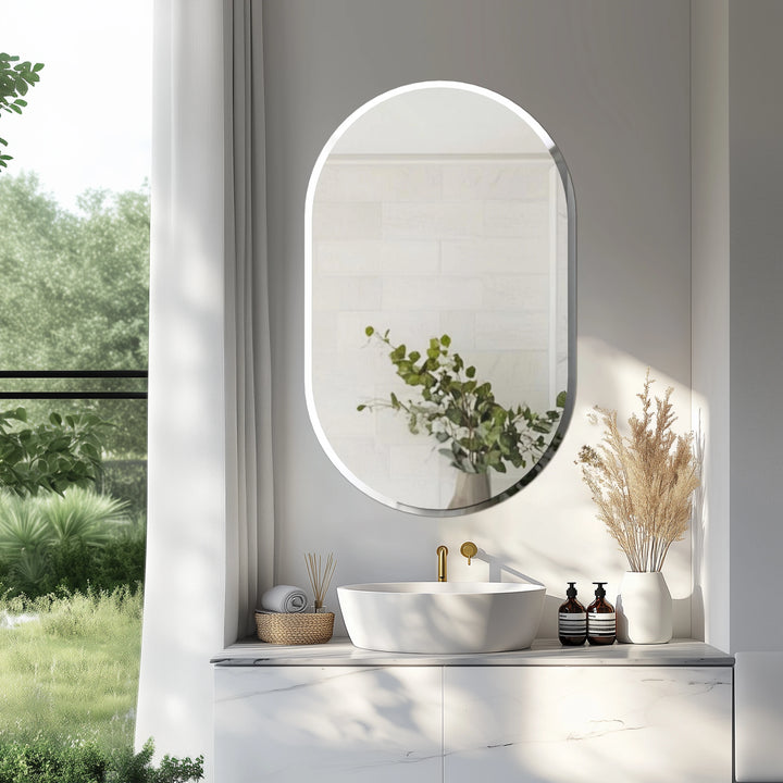 Oval Frameless Wall Mirror