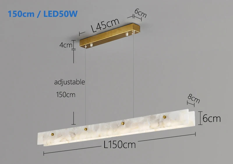 Natural Marble Linear Pendant Light