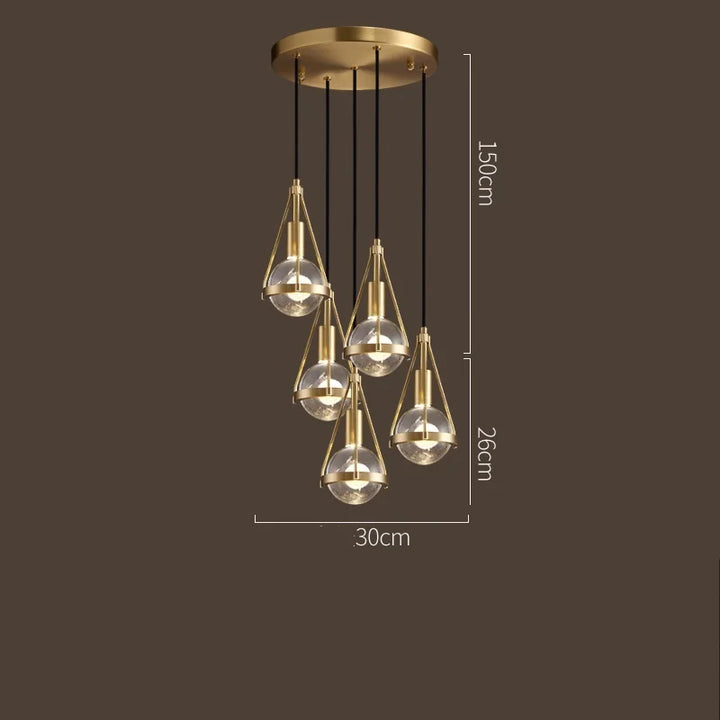 Nordic Copper Crystal Ball Pendant Light