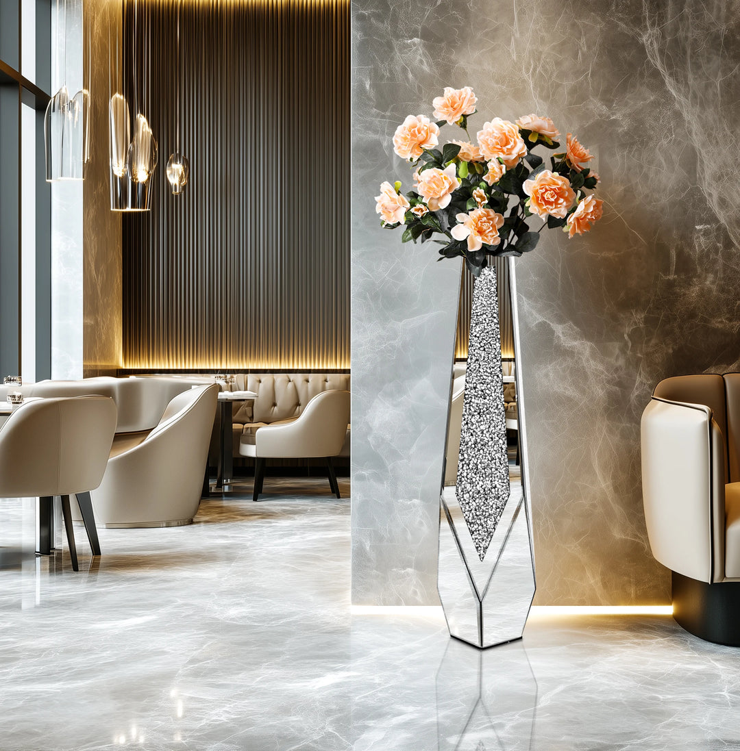 Crushed Diamond Mirror Floor Vase