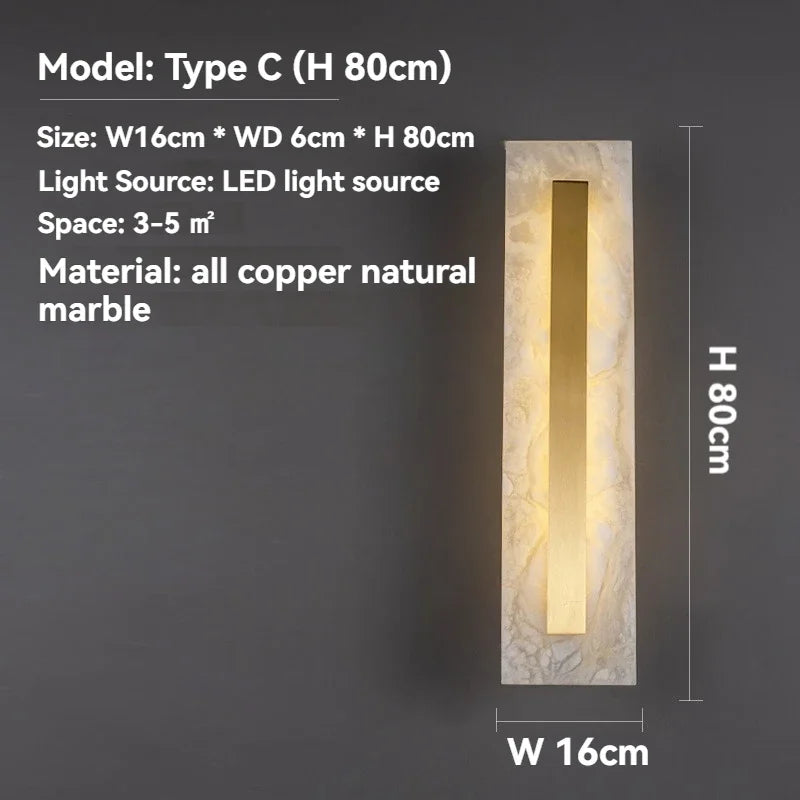 Copper and Marble Wall Lamp