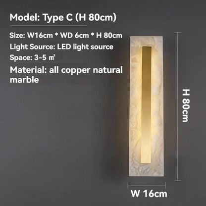 Copper and Marble Wall Lamp