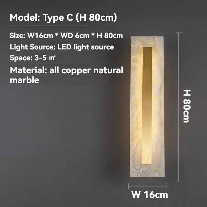 Copper and Marble Wall Lamp