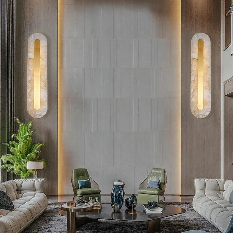 Copper and Marble Wall Lamp