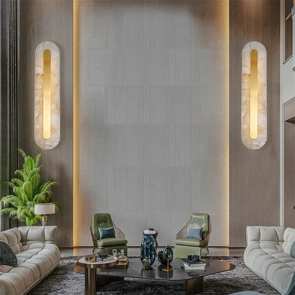 Copper and Marble Wall Lamp