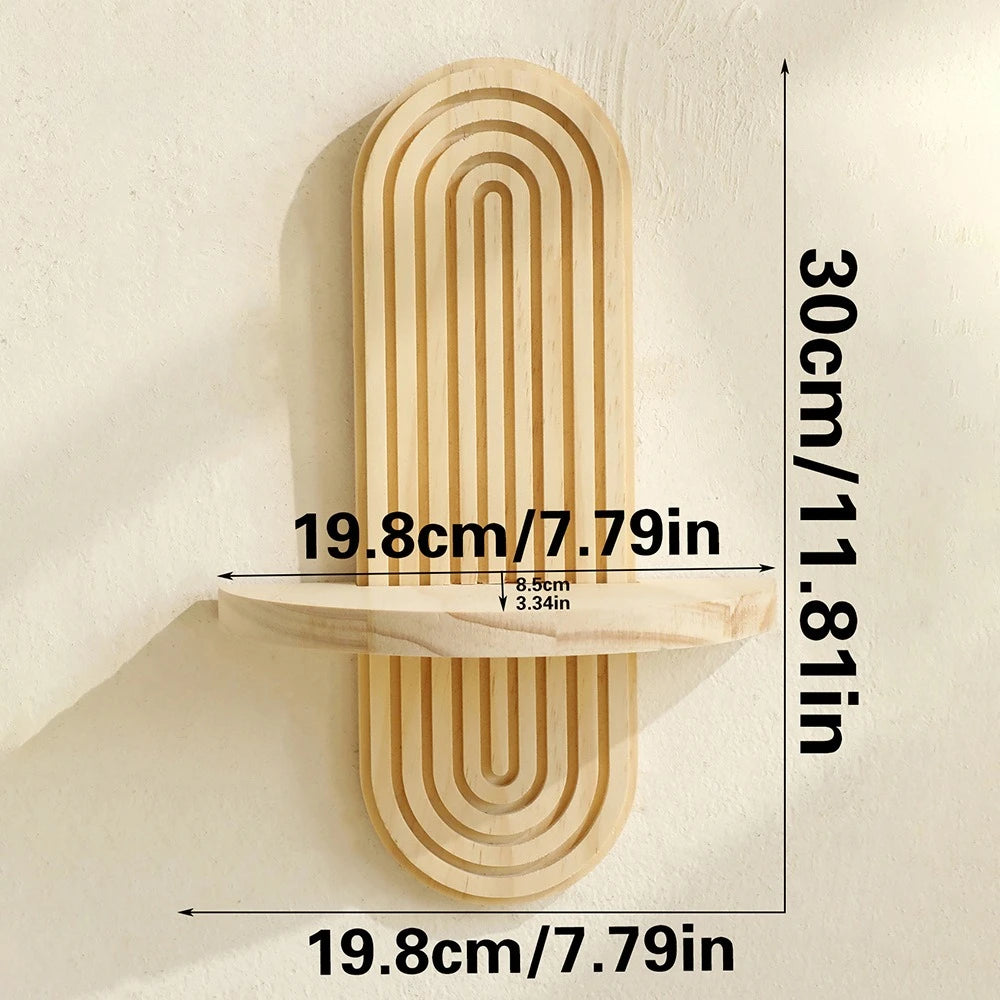 Boho Oval Wooden Wall Shelf