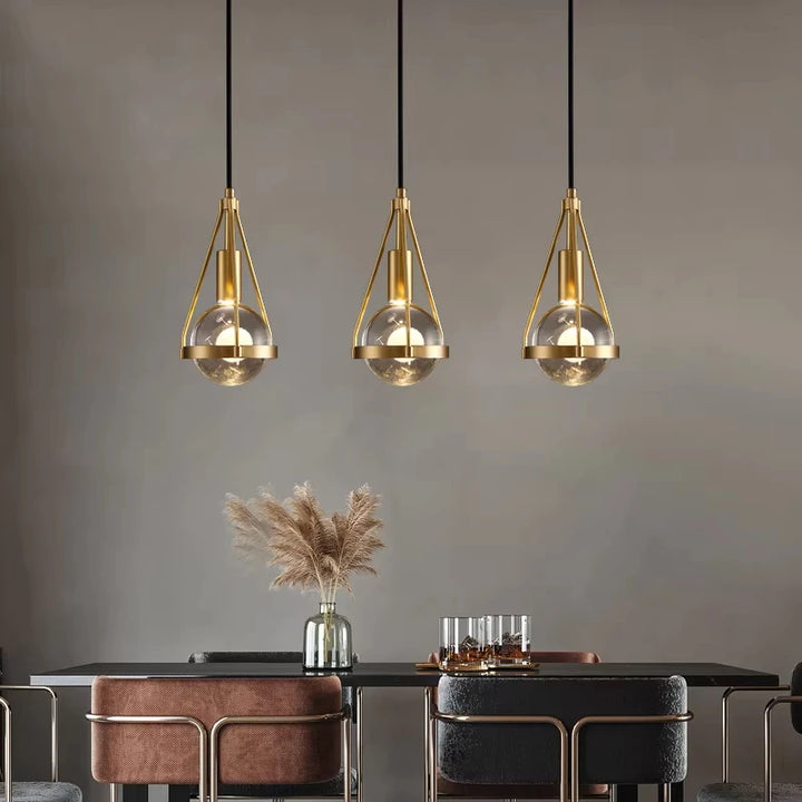 Nordic Copper Crystal Ball Pendant Light
