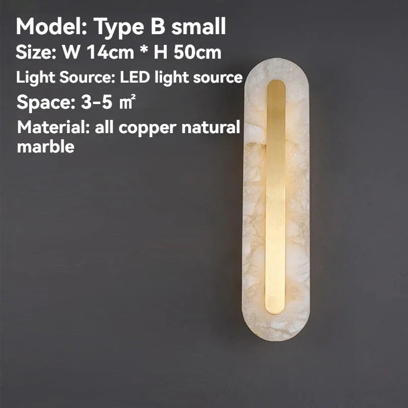 Copper and Marble Wall Lamp
