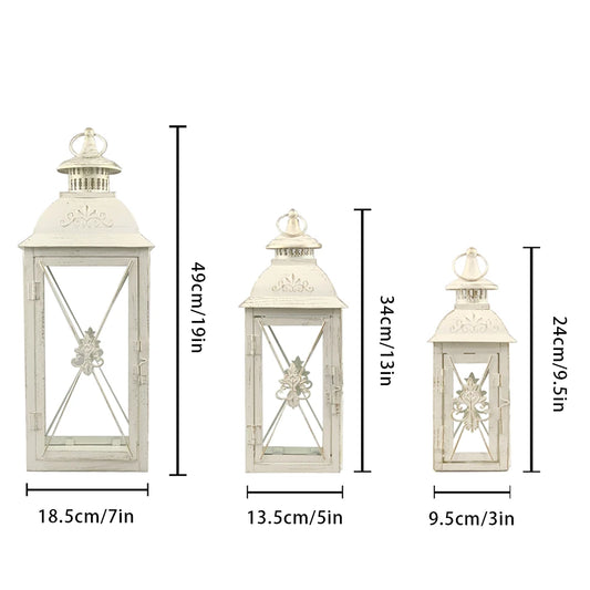 White Stainless Steel Candle Lanterns