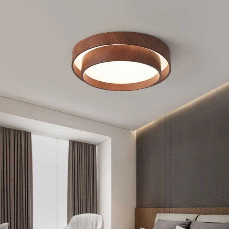 Modern Walnut LED Ceiling Lamp