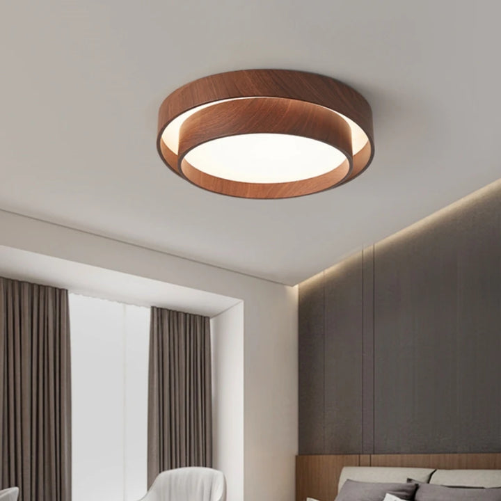 Modern Walnut LED Ceiling Lamp
