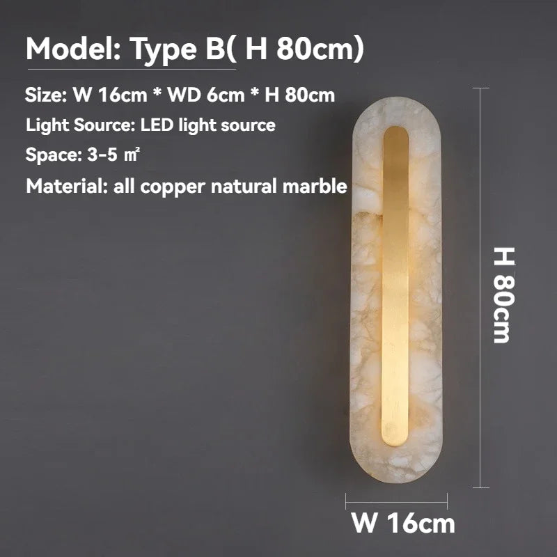 Copper and Marble Wall Lamp