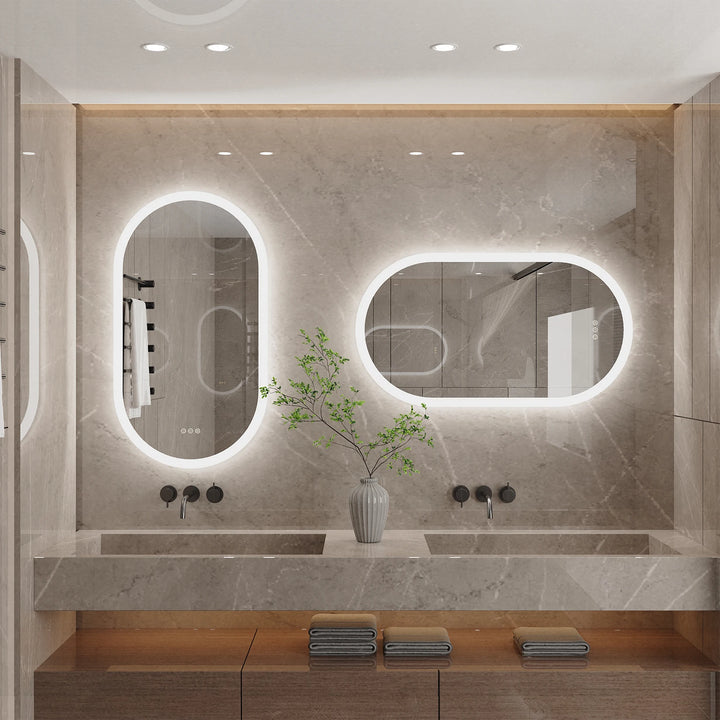 Oval LED Bathroom Mirror with Lights
