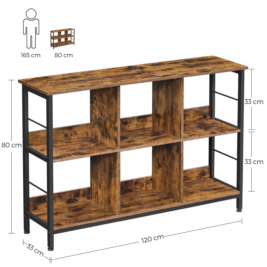 Industrial 6-Compartment Bookshelf