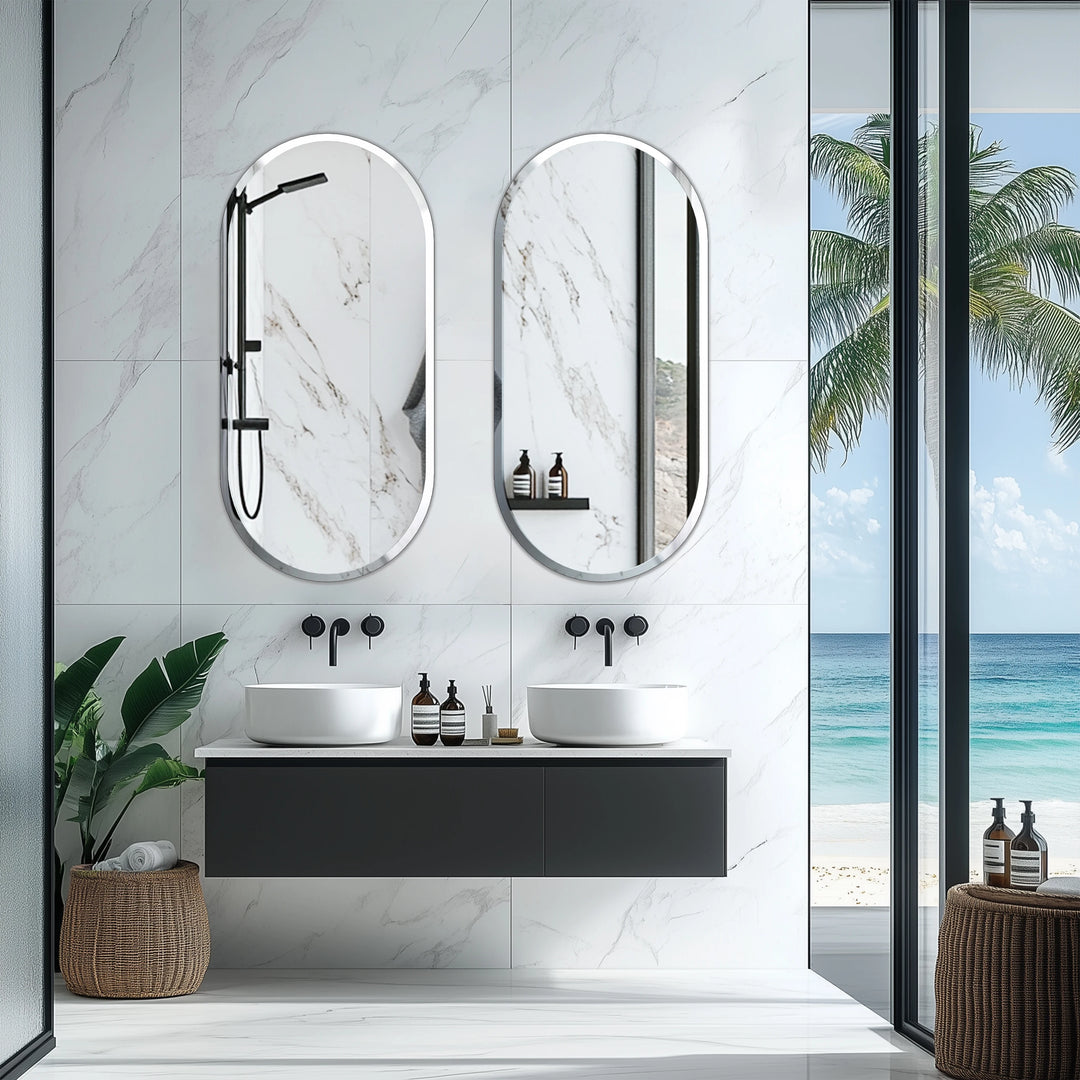 Oval Frameless Wall Mirror