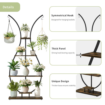 Vase-Shaped 5-Tier Metal Plant Stand