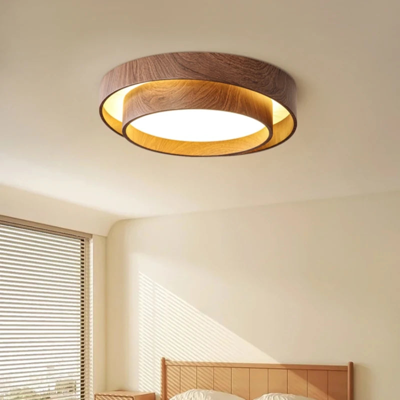 Modern Walnut LED Ceiling Lamp