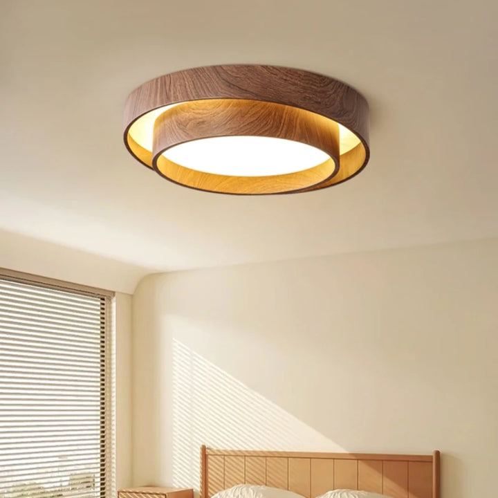 Modern Walnut LED Ceiling Lamp