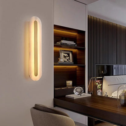 Copper and Marble Wall Lamp