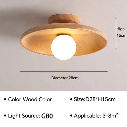 Nordic Wooden Round Ceiling Light