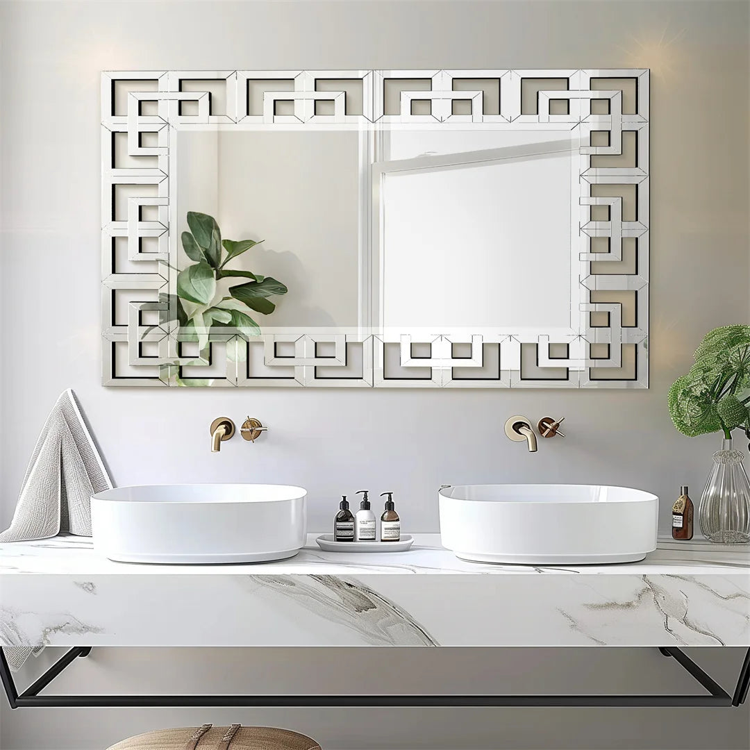 Modern Silver Rectangular Wall Mirror