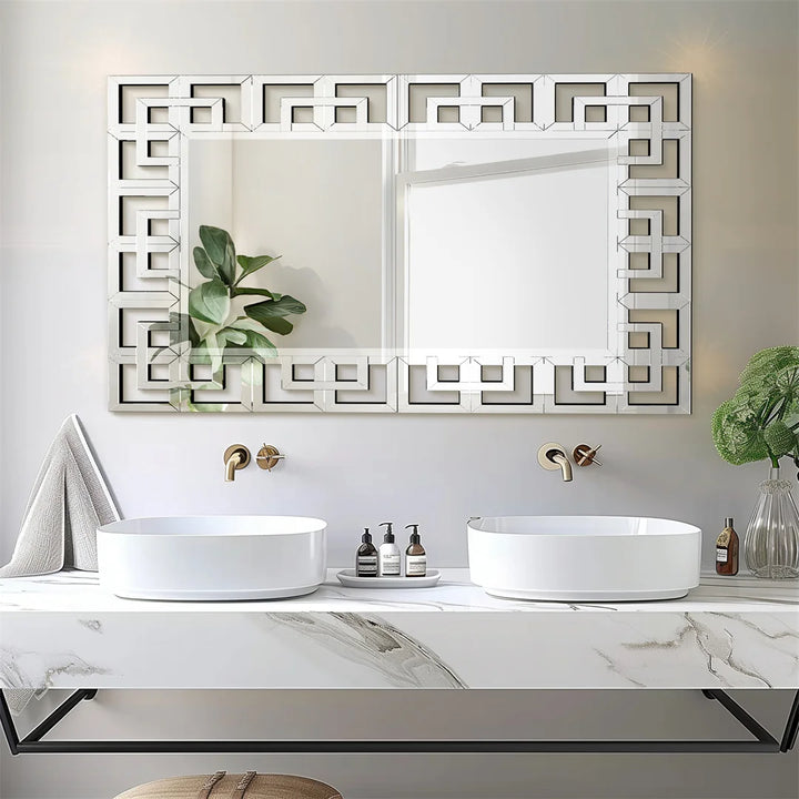 Modern Silver Rectangular Wall Mirror